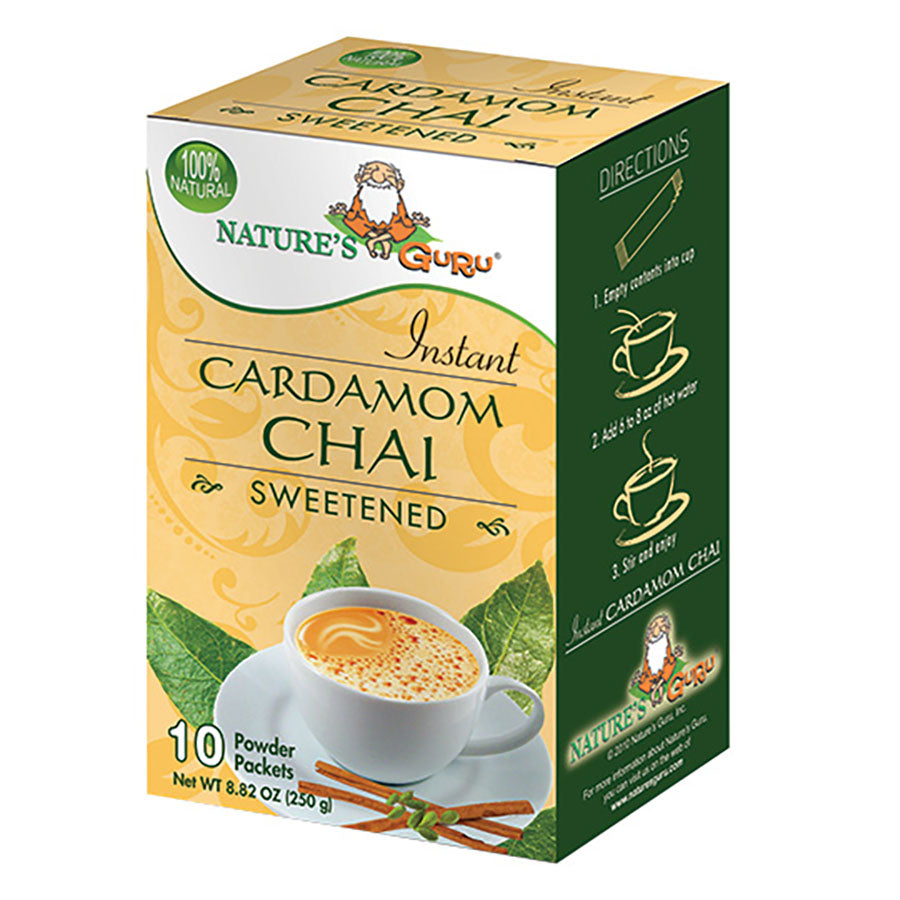 NATURE'S GURU - SWEETENED CARDAMOM INSTANT CHAI (10 POWDER PACKETS)