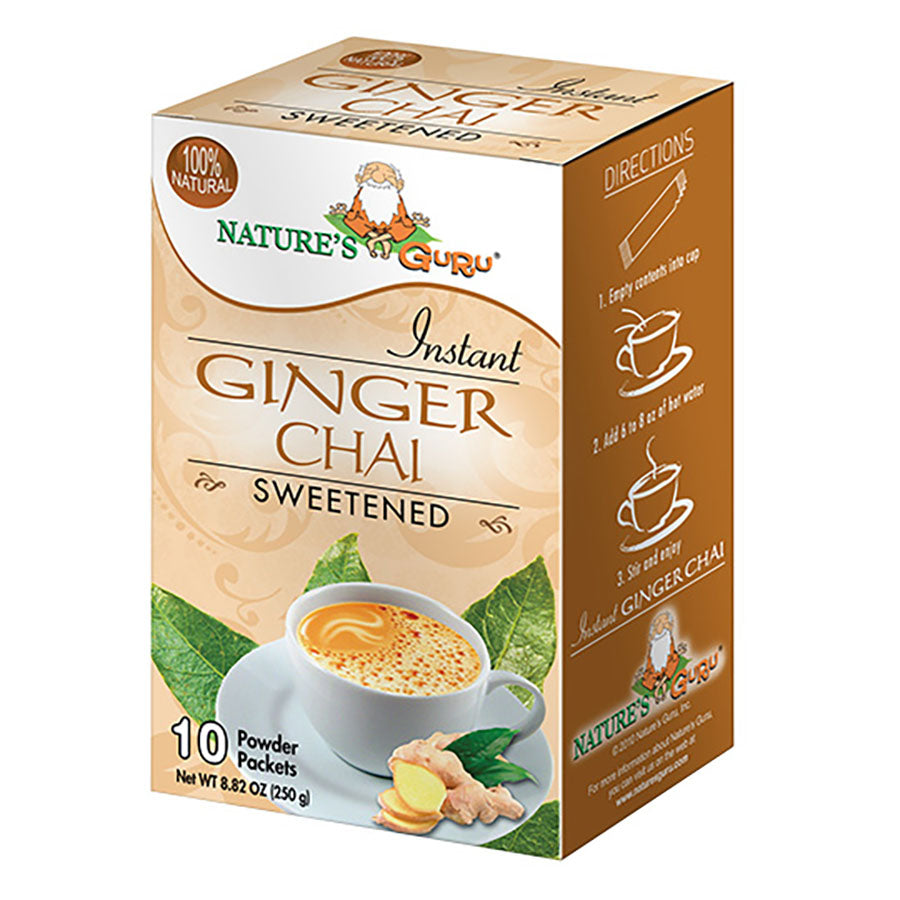 NATURE'S GURU - GINGER CHAI SWEETENED INSTANT CHAI (10 POWDER PACKETS)