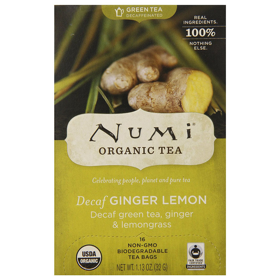 NUMI ORGANIC TEA - DECAF GINGER LEMON TEA (18 TEA BAGS, 1.13 OZ)