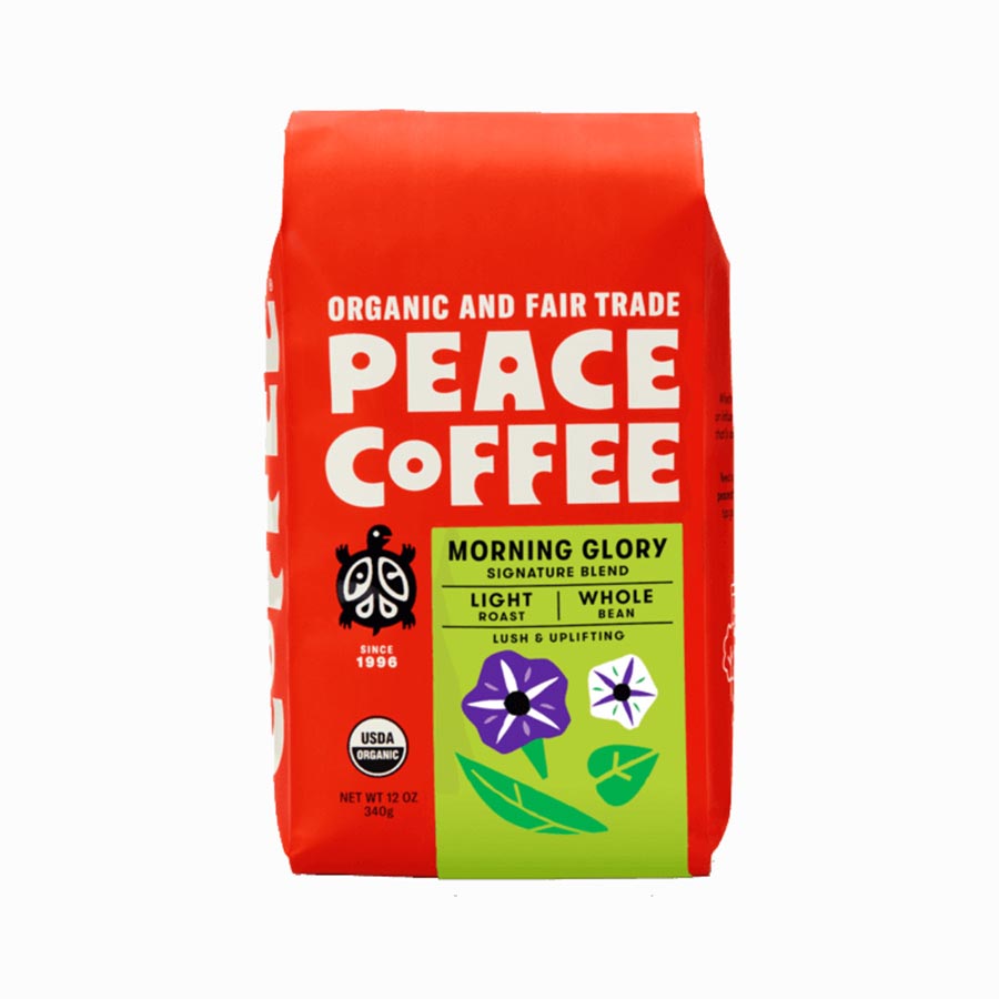 PEACE COFFEE - WHOLE BEAN MORNING GLORY BLEND (12 OZ)