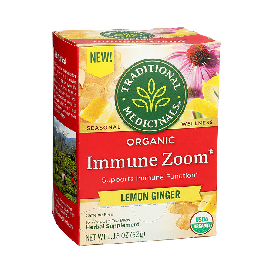 TRADITIONAL MEDICINALS - IMMUNE ZOOM LEMON GINGER TEA (16 TEA BAGS, 1.13 OZ)