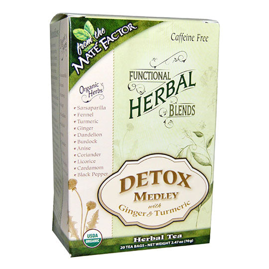 MATE FACTOR - DETOX MEDLEY WITH GINGER & TURMERIC HERBAL TEA BLEND (20 TEA BAGS, 2.47 OZ)