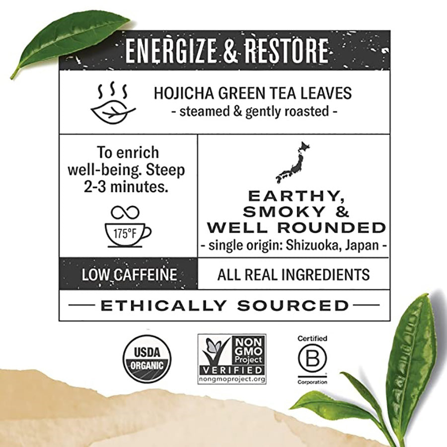 NUMI ORGANIC TEA - HOJICHA TEA (16 TEA BAGS, 1.02 OZ)