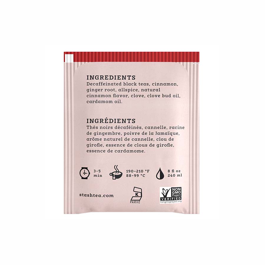 STASH TEA - DECAF CHAI SPICE BLACK TEA (18 TEA BAGS, 1.1 OZ)