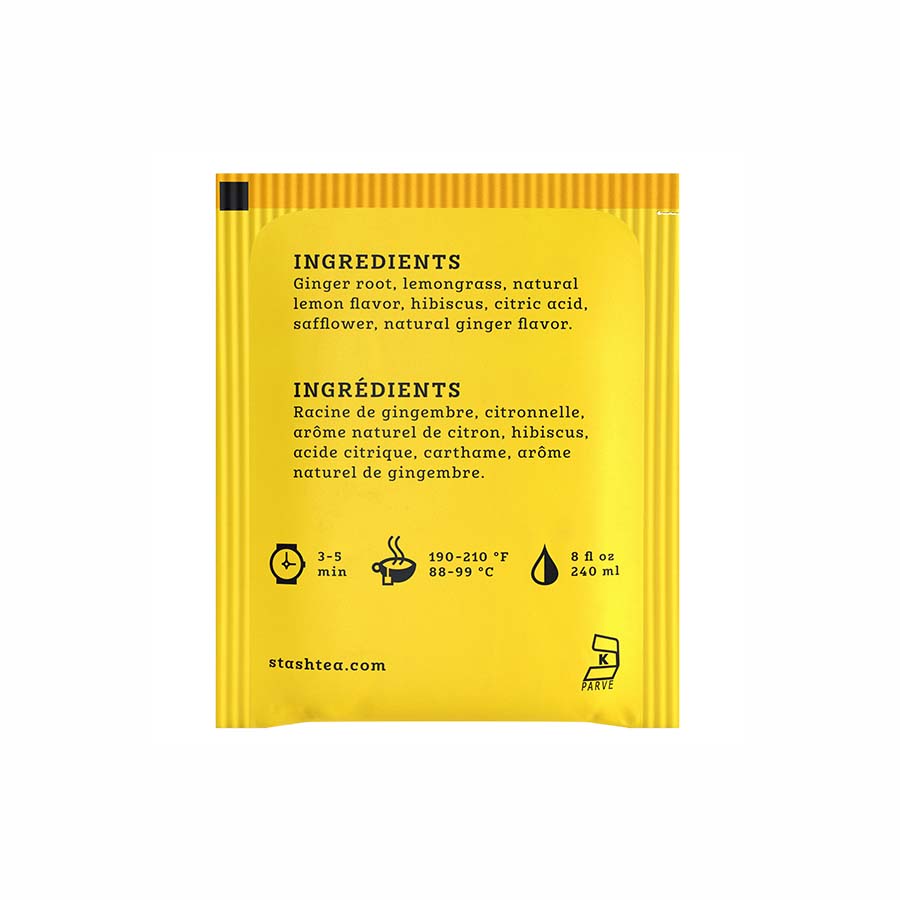 STASH TEA - LEMON GINGER HERBAL TEA (20 TEA BAGS, 1.1 OZ)