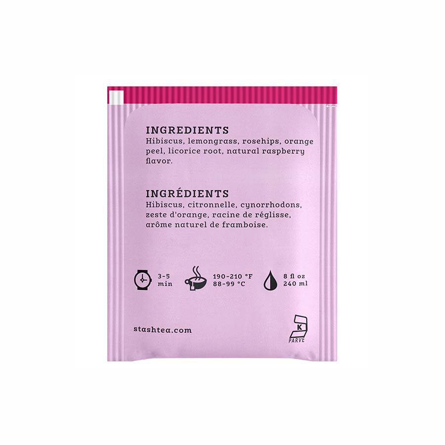 STASH TEA - WILD RASPBERRY HIBISCUS HERBAL TEA (20 TEA BAGS, 1.3 OZ)