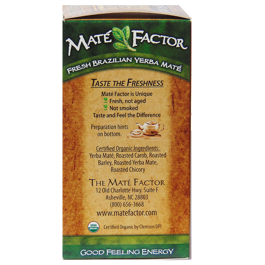 MATE FACTOR - DARK ROAST YERBA MATE TEA (20 TEA BAGS, 2.47 OZ)