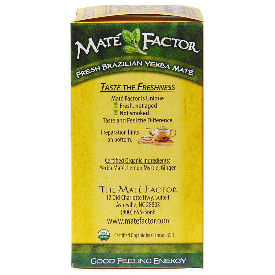 MATE FACTOR - LEMON GINGER YERBA MATE TEA (20 TEA BAGS, 2.47 OZ)
