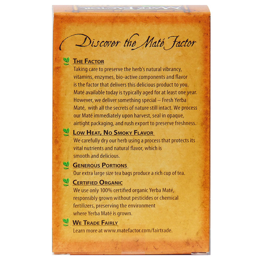 MATE FACTOR - CHAI YERBA MATE TEA (20 TEA BAGS, 2.47 OZ)