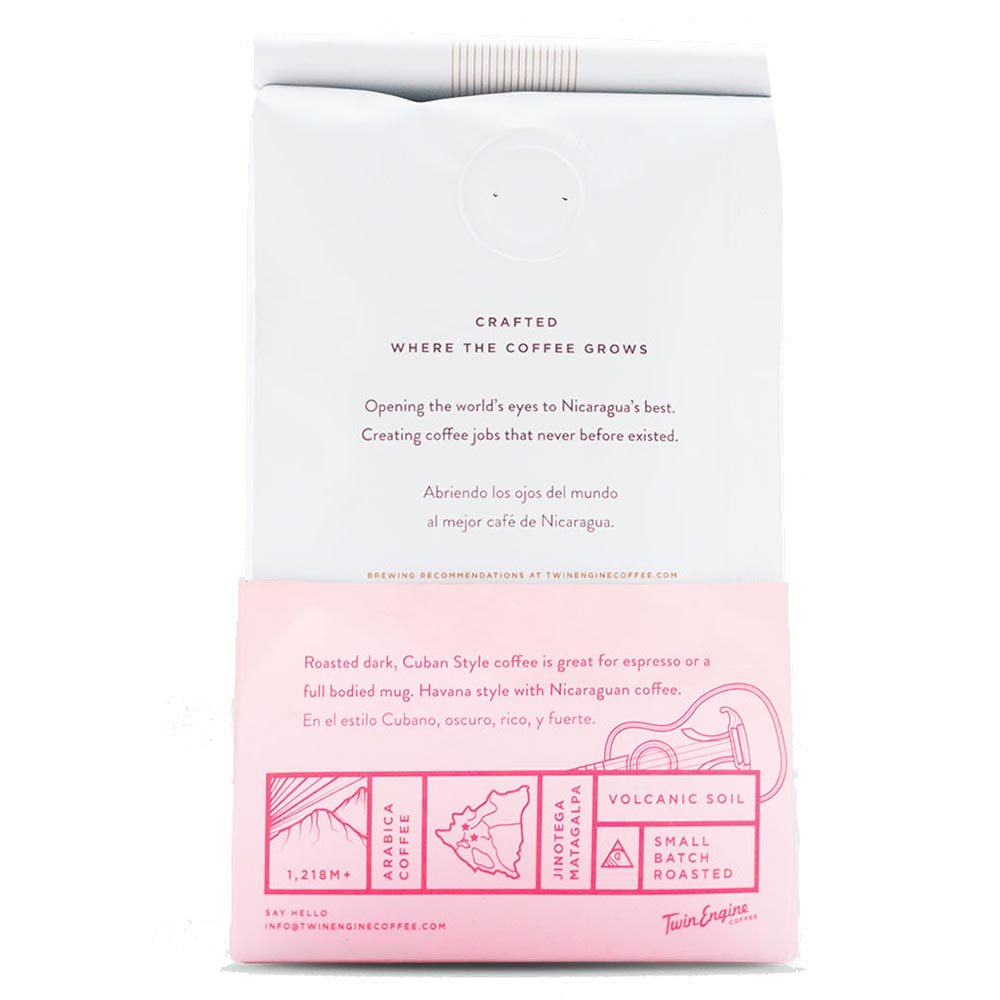 TWIN ENGINE COFFEE - ORGANIC CUBAN STYLE WHOLE BEAN COFFEE (7 OZ BAG, DARK ROAST)