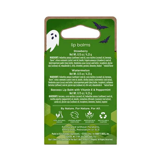 BURT'S BEES HALLOWEEN ASSORTED BEESWAX LIP BALMS (3 PACK)