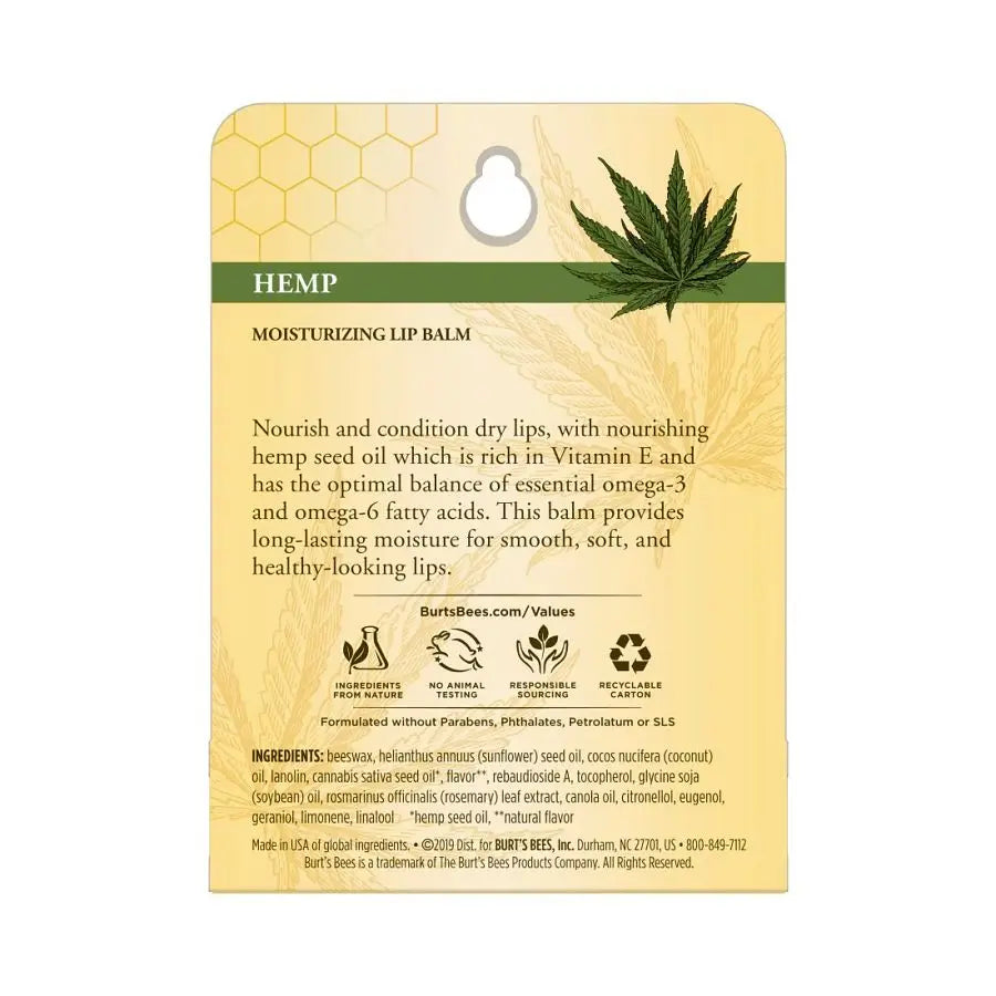 BURT'S BEES HEMP LIP BALM (1 TUBE, 0.15 OZ)