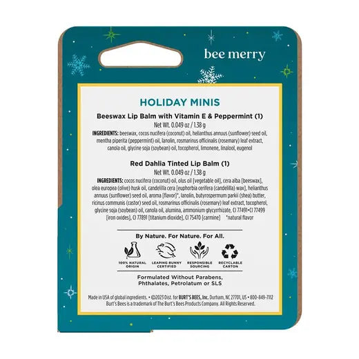 BURT'S BEES HOLIDAY RED DAHLIA MINI LIP BALMS (2 PACK)