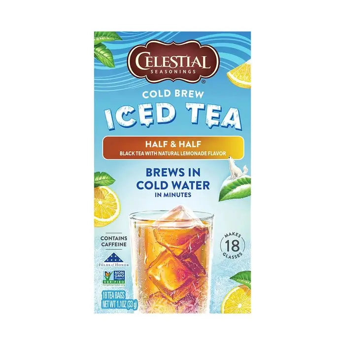 CELESTIAL SEASONINGS - COLD BREW HALF & HALF BLACK TEA (18 TEA BAGS, 1.1 OZ)