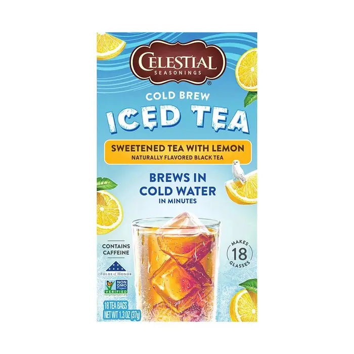 CELESTIAL SEASONINGS - COLD BREW SWEETENED WITH LEMON BLACK TEA (18 TEA BAGS, 1.3 OZ)