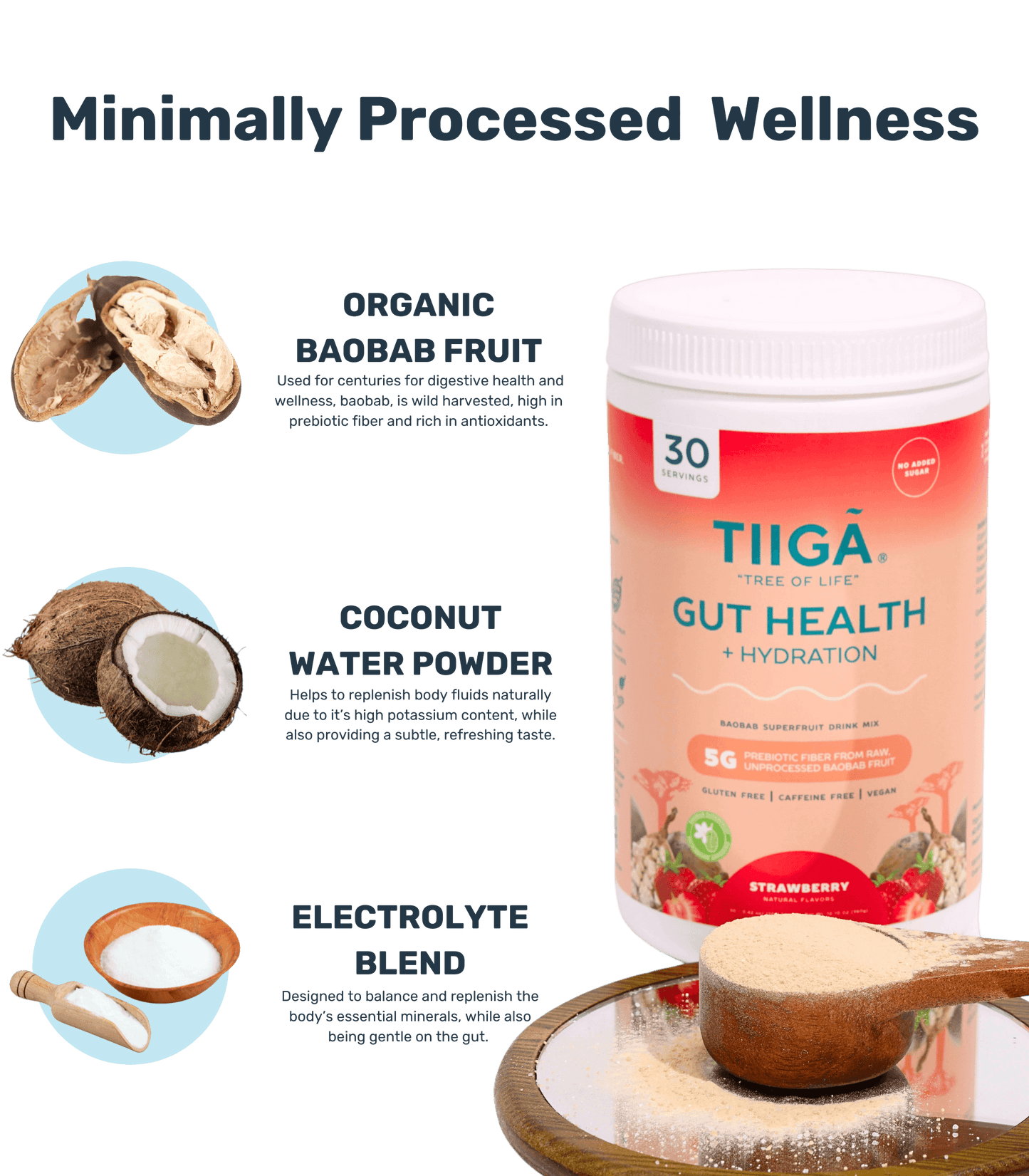TIIGA Gut Health + Hydration | 30 Serving Tubs