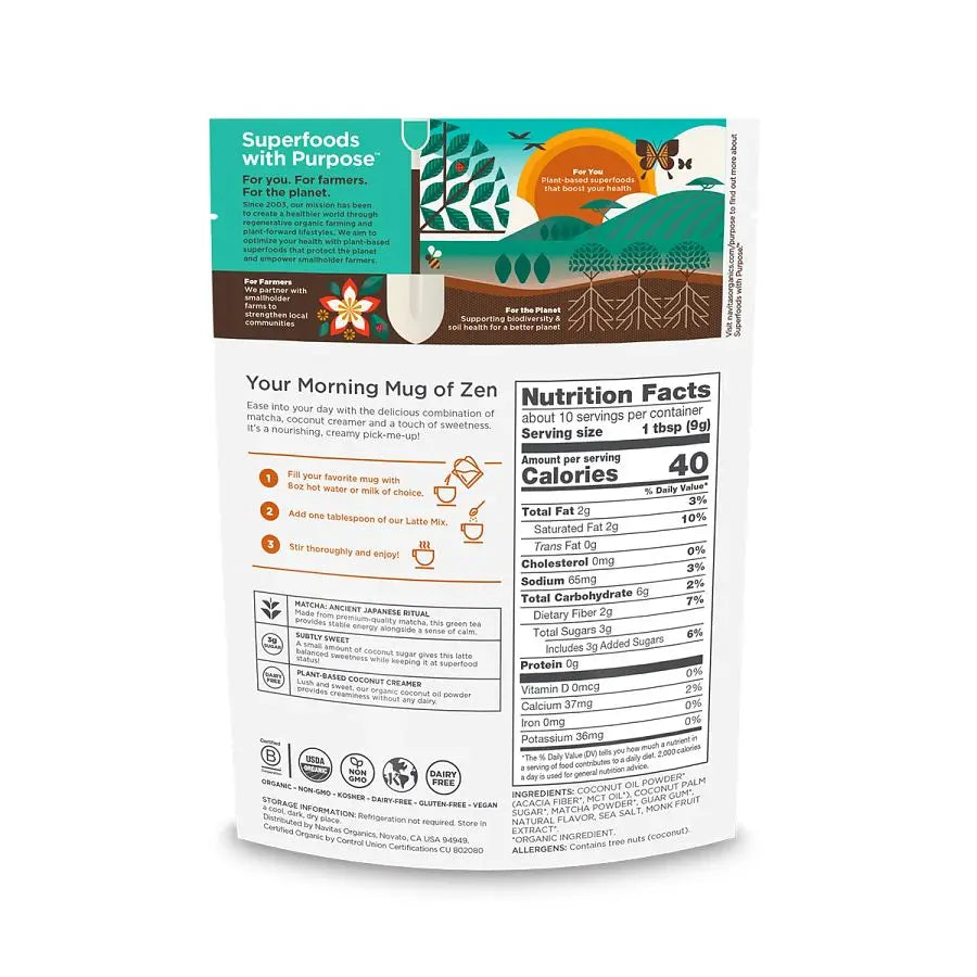 NAVITAS ORGANICS - MATCHA LATTE POWDER (3.1 OZ BAG)
