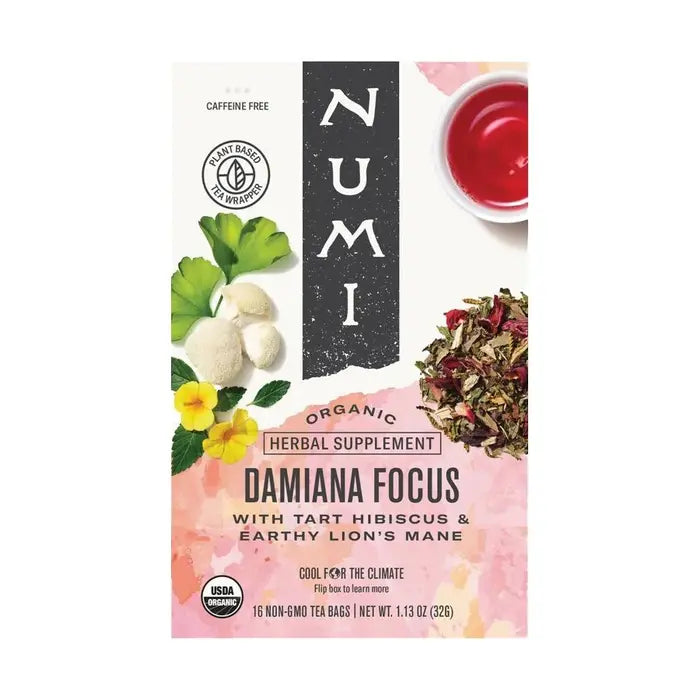 NUMI ORGANIC TEA - DAMIANA FOCUS TEA (16 TEA BAGS, 1.13 OZ)