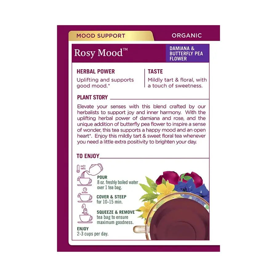 TRADITIONAL MEDICINALS - ORGANIC ROSY MOOD TEA (16 TEA BAGS, 0.99 OZ)