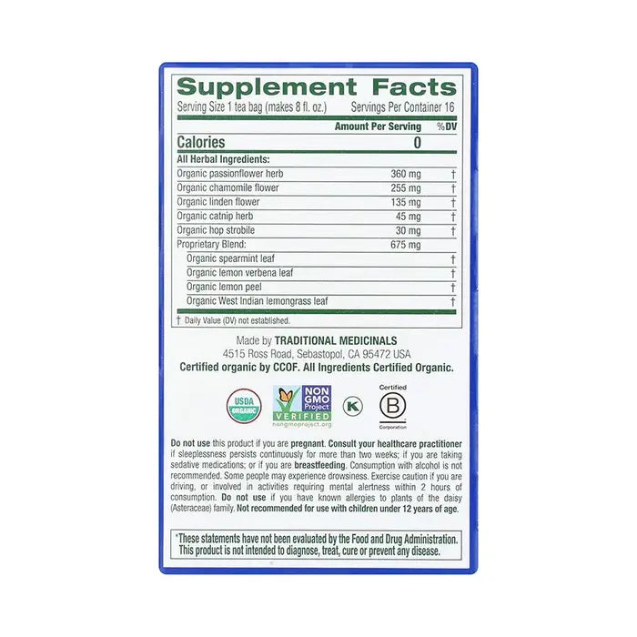 TRADITIONAL MEDICINALS - ORGANIC NIGHTY NIGHT TEA (16 TEA BAGS, 0.85 OZ)