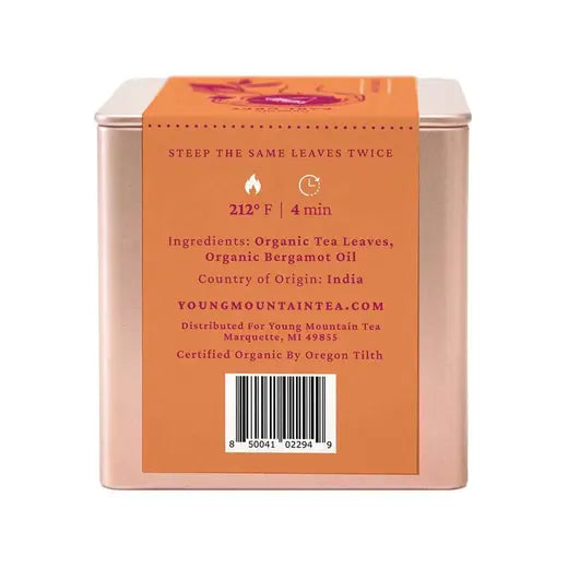 YOUNG MOUNTAIN TEA - ORGANIC EARL GREY BLACK TEA (12 PYRAMID TEA BAGS, 0.95 OZ)