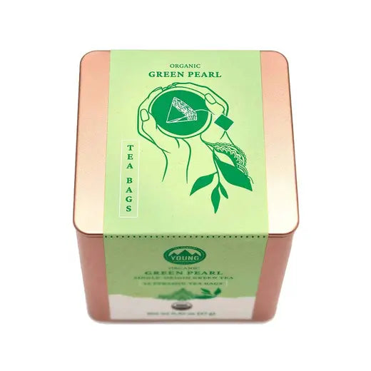YOUNG MOUNTAIN TEA - ORGANIC GREEN PEARL GREEN TEA (12 PYRAMID TEA BAGS, 0.95 OZ)