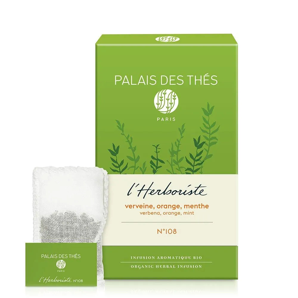PALAIS DES THÉS - ORGANIC VERBENA ORANGE MINT HERBAL TEA (20 TEA BAGS, L'HERBORISTE N° 108)