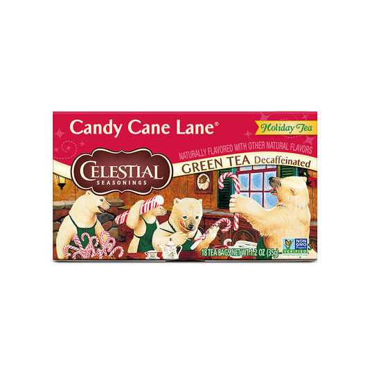 CELESTIAL SEASONINGS - DECAF CANDY CANE LANE GREEN TEA (18 TEA BAGS, 1.2 OZ)
