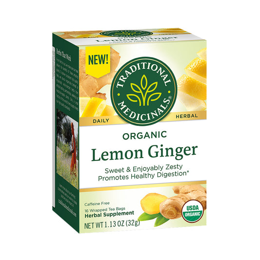 TRADITIONAL MEDICINALS - ORGANIC LEMON GINGER TEA (16 TEA BAGS, 1.13 OZ)