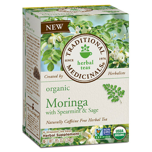 TRADITIONAL MEDICINALS - ORGANIC MORINGA TEA WITH SPEARMINT & SAGE (16 TEA BAGS, 0.85 OZ)
