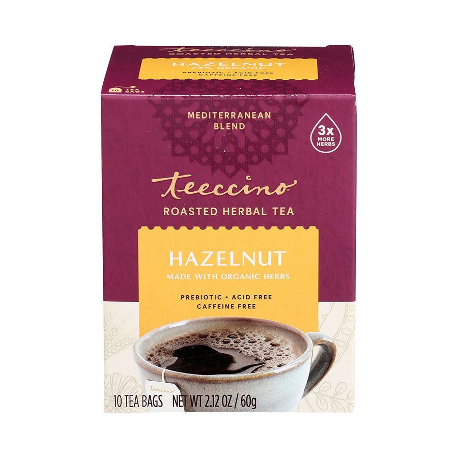 TEECCINO - HAZELNUT CHICORY ROASTED HERBAL TEA (10 TEA BAGS, 2.12 OZ)