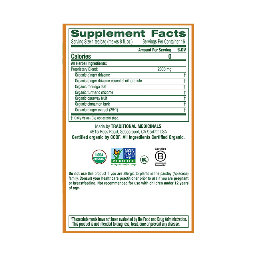 TRADITIONAL MEDICINALS - ORGANIC GINGER AID TEA (16 TEA BAGS, 1.13 OZ)
