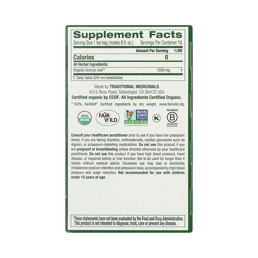 TRADITIONAL MEDICINALS - ORGANIC LICORICE ROOT TEA (16 TEA BAGS, 0.85 OZ)
