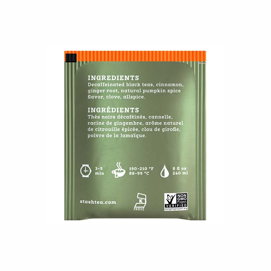 STASH TEA - DECAF PUMPKIN SPICE BLACK TEA (18 TEA BAGS, 1.1 OZ)