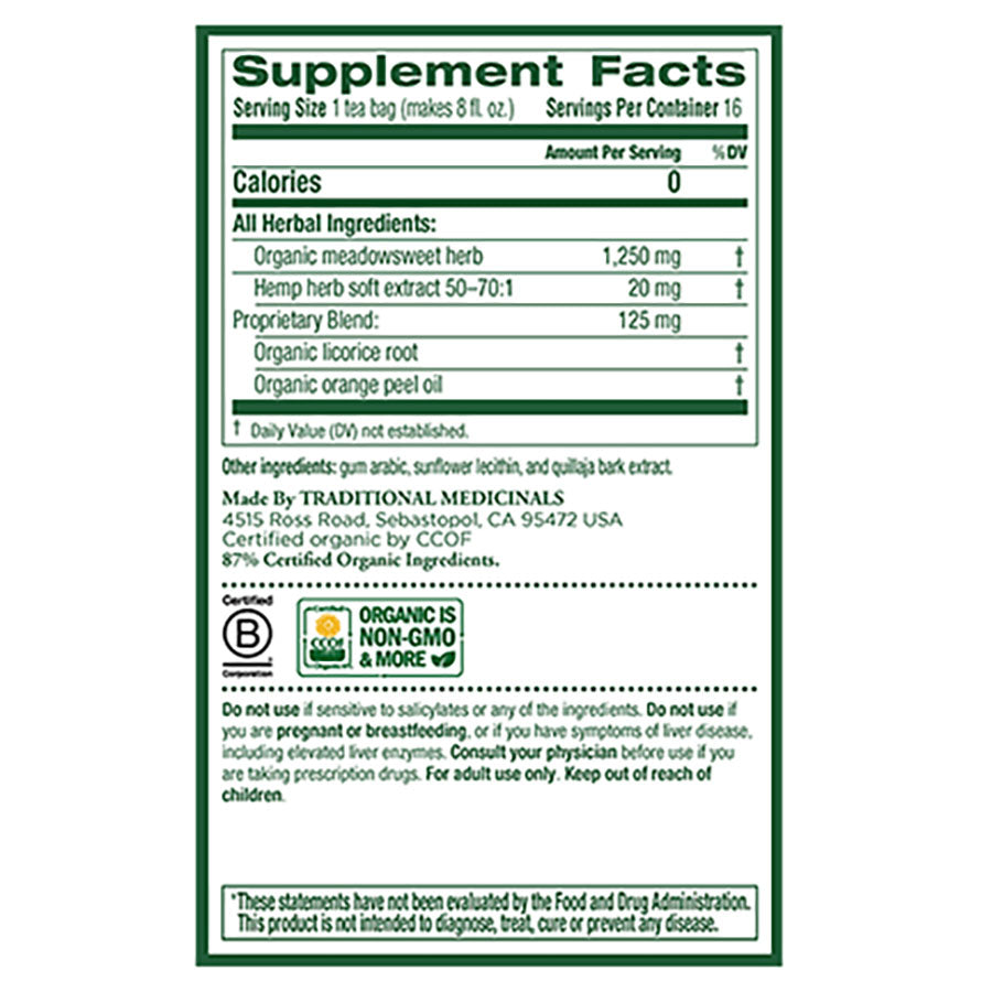 TRADITIONAL MEDICINALS - HEMP+HERB JOINT HEALTH TEA (16 TEA BAGS, 0.85 OZ)