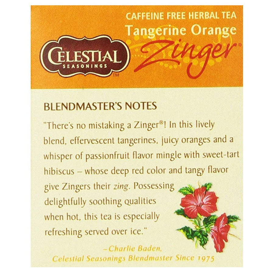 CELESTIAL SEASONINGS - TANGERINE ORANGE ZINGER HERBAL TEA (20 TEA BAGS, 1.7 OZ)