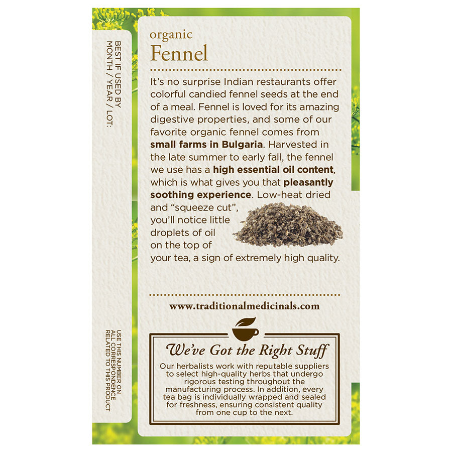 TRADITIONAL MEDICINALS - ORGANIC FENNEL TEA (16 TEA BAGS, 1.13 OZ)