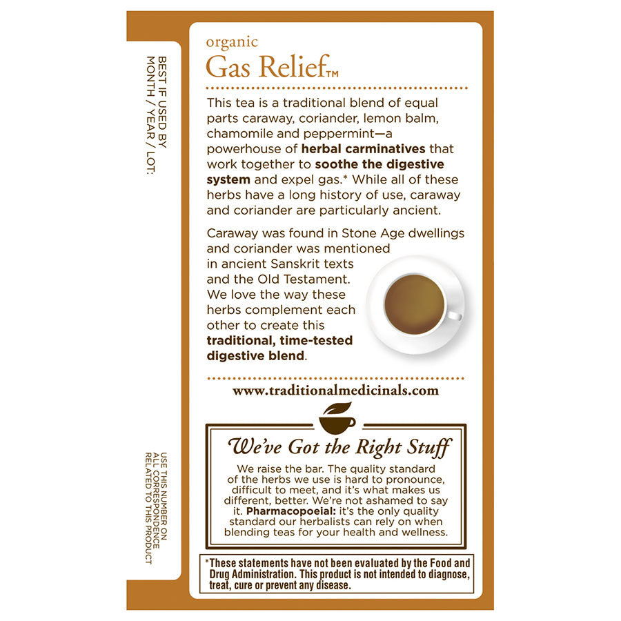 TRADITIONAL MEDICINALS - ORGANIC GAS RELIEF TEA (16 TEA BAGS, 0.85 OZ)
