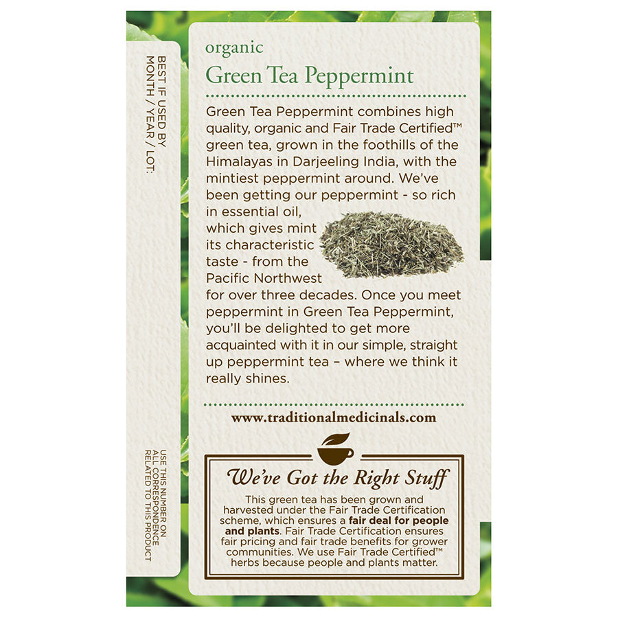 TRADITIONAL MEDICINALS - ORGANIC GREEN PEPPERMINT TEA (16 TEA BAGS, 0.85 OZ)