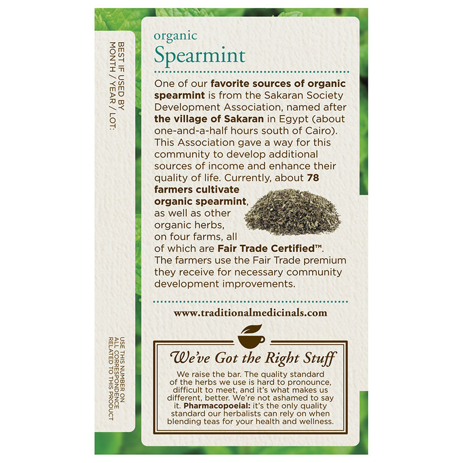 TRADITIONAL MEDICINALS - ORGANIC SPEARMINT TEA (16 TEA BAGS, 0.85 OZ)