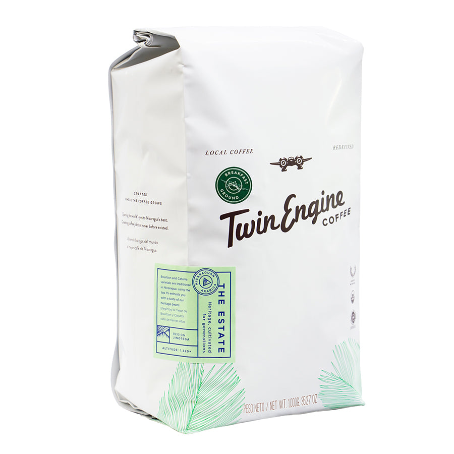 TWIN ENGINE COFFEE - ORGANIC ESTATE BREAKFAST GROUND COFFEE (2.2 LB BAG)