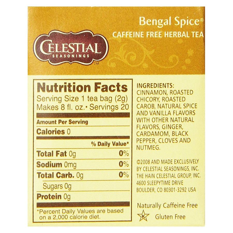 CELESTIAL SEASONINGS - BENGAL SPICE HERBAL TEA (20 TEA BAGS, 1.7 OZ)