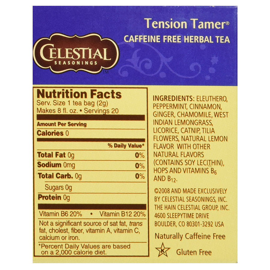 CELESTIAL SEASONINGS - TENSION TAMER HERBAL TEA (20 TEA BAGS, 1.5 OZ)