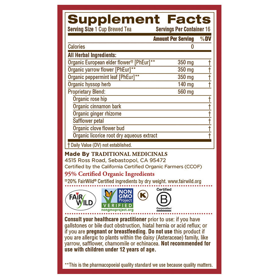 TRADITIONAL MEDICINALS - HERBAL COLD CARE TEA (16 TEA BAGS, 0.99 OZ)