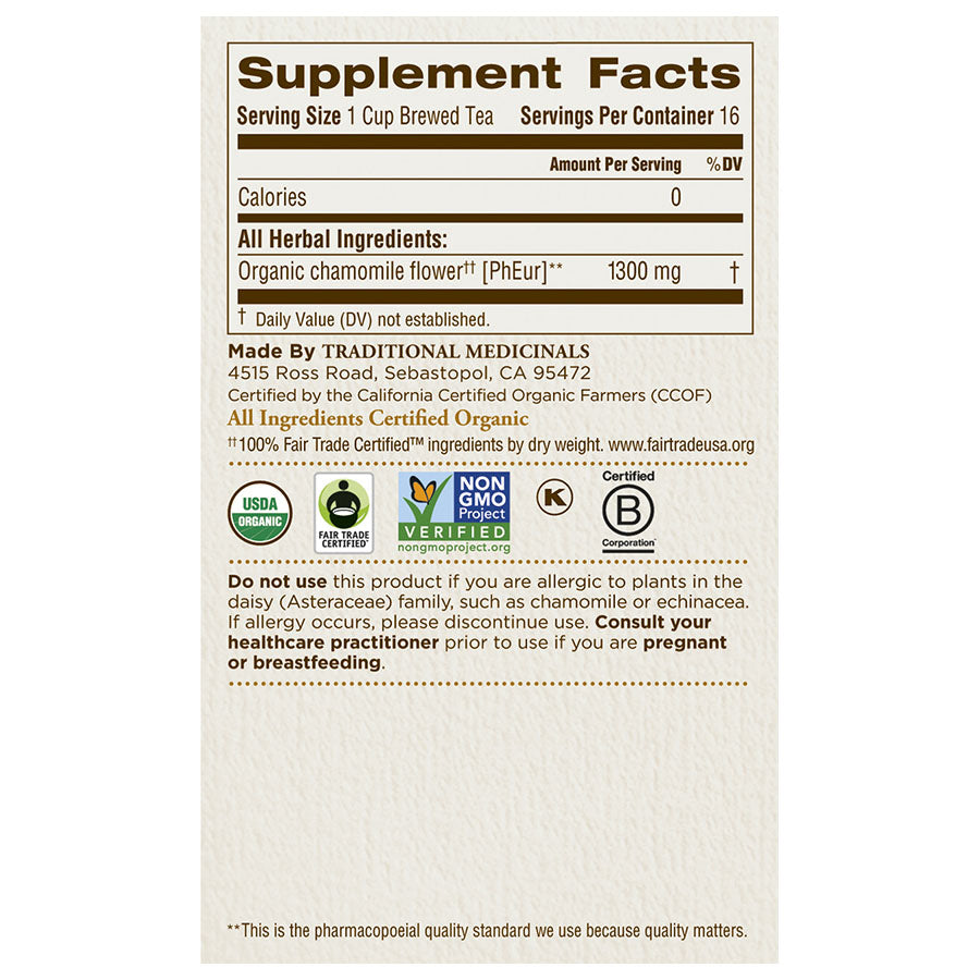 TRADITIONAL MEDICINALS - ORGANIC CHAMOMILE TEA (16 TEA BAGS, 0.74 OZ)