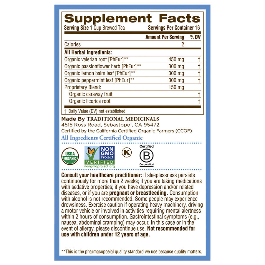 TRADITIONAL MEDICINALS - ORGANIC NIGHTY NIGHT VALERIAN TEA (16 TEA BAGS, 0.85 OZ)