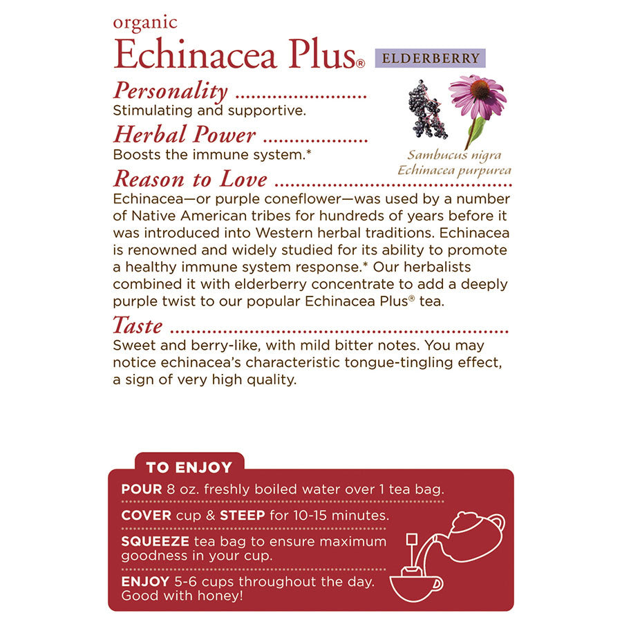 TRADITIONAL MEDICINALS - ORGANIC ECHINACEA ELDERBERRY TEA (16 TEA BAGS, 0.85 OZ)