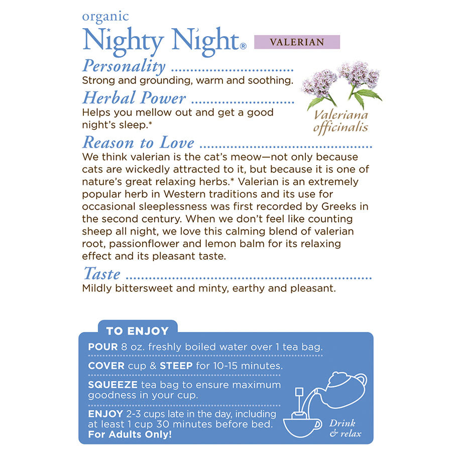 TRADITIONAL MEDICINALS - ORGANIC NIGHTY NIGHT VALERIAN TEA (16 TEA BAGS, 0.85 OZ)