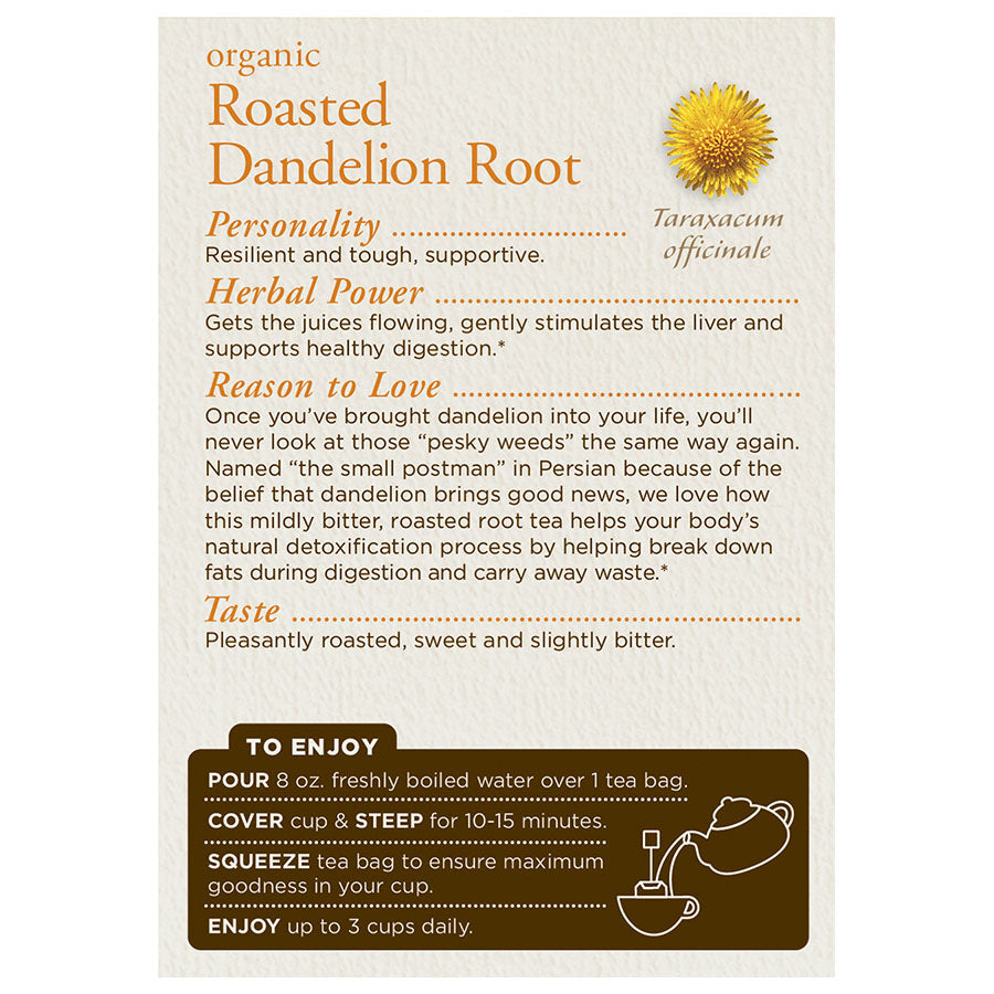 TRADITIONAL MEDICINALS - ORGANIC ROASTED DANDELION ROOT TEA (16 TEA BAGS, 0.85 OZ)