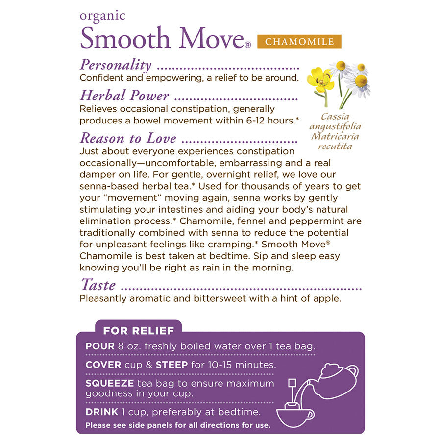 TRADITIONAL MEDICINALS - ORGANIC SMOOTH MOVE CHAMOMILE TEA (16 TEA BAGS, 1.13 OZ)